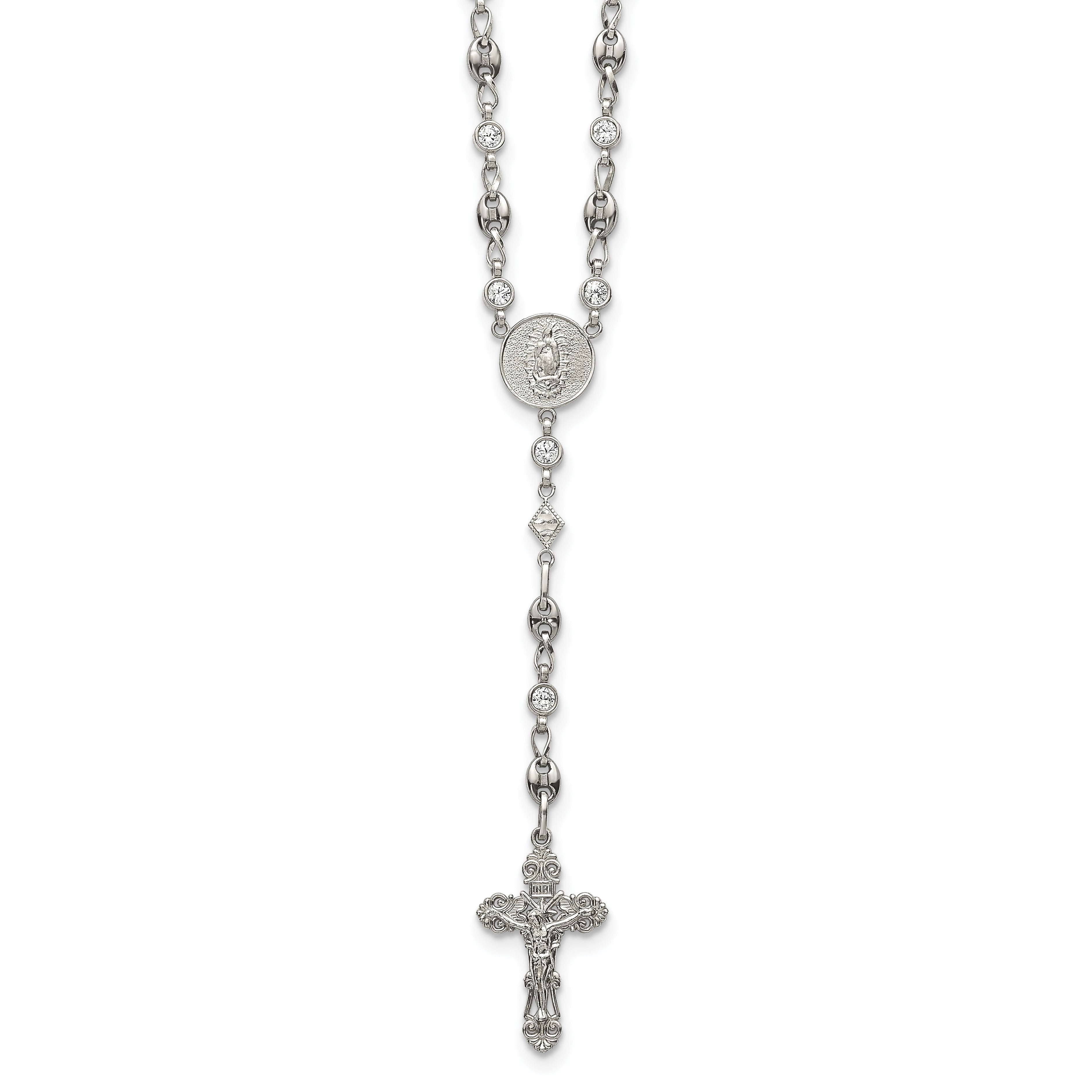 Polished Cubic Zirconia Stainless Steel Necklace 4.35mm 22in Main image