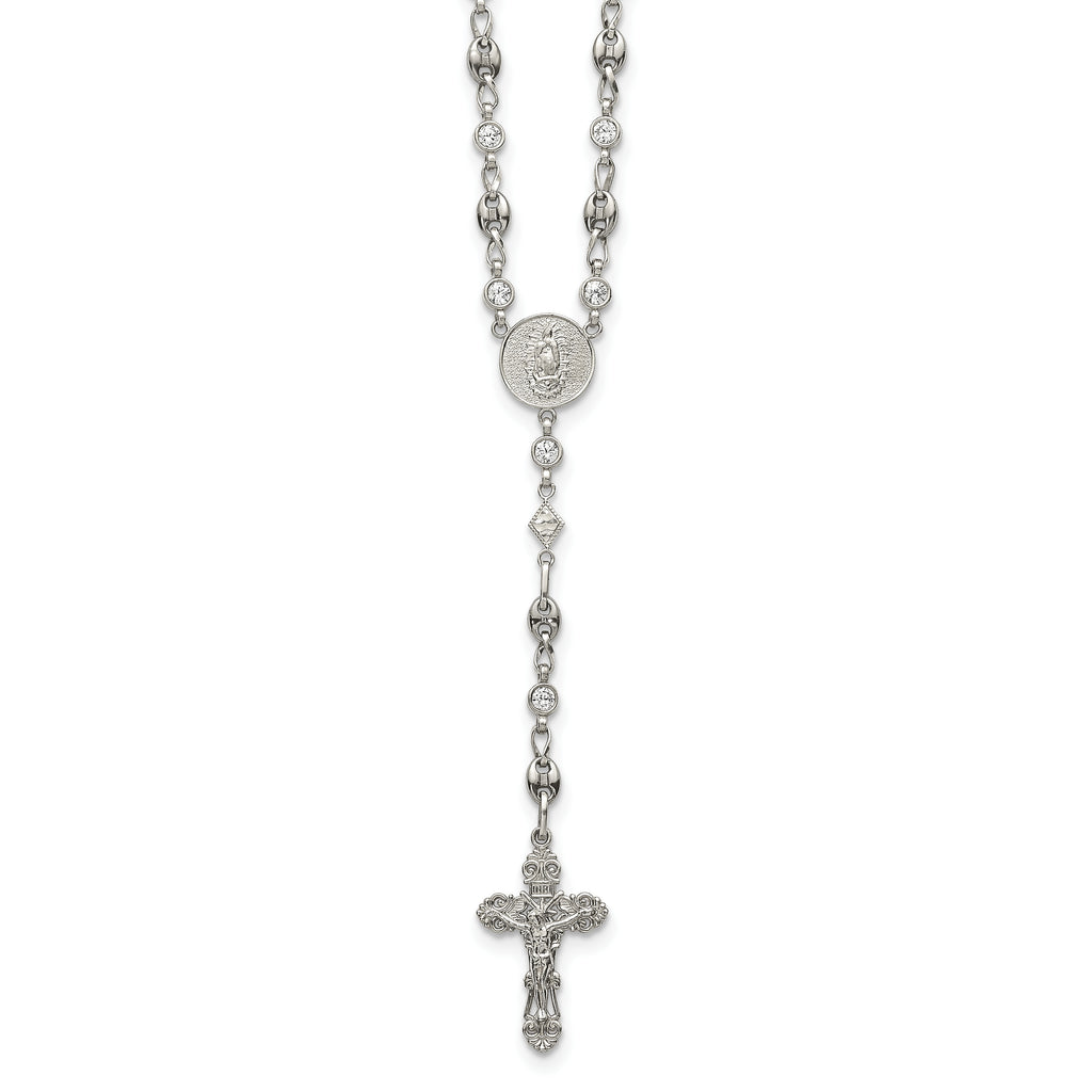Polished Cubic Zirconia Stainless Steel Necklace 4.35mm 22in