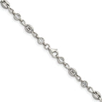Polished Cubic Zirconia Anchor Stainless Steel Necklace 4.35mm