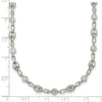 Polished Cubic Zirconia Anchor Stainless Steel Necklace 4.35mm