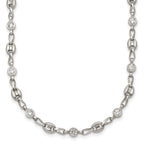 Polished Cubic Zirconia Anchor Stainless Steel Necklace 4.35mm