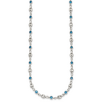 Polished Blue Cubic Zirconia Anchor Stainless Steel Necklace 4.35mm