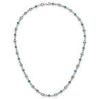 Polished Blue Cubic Zirconia Anchor Stainless Steel Necklace 4.35mm
