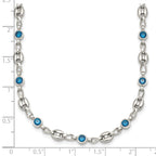 Polished Blue Cubic Zirconia Anchor Stainless Steel Necklace 4.35mm