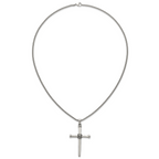 Antiqued Cross Stainless Steel Rolo Chain Necklace 24in
