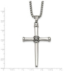 Antiqued Cross Stainless Steel Rolo Chain Necklace 24in