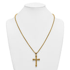 Gold-Tone Polished Cross Stainless Steel Rolo Chain Necklace 24in
