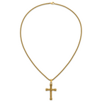 Gold-Tone Polished Cross Stainless Steel Rolo Chain Necklace 24in