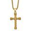 Gold-Tone Polished Cross Stainless Steel Rolo Chain Necklace 24in