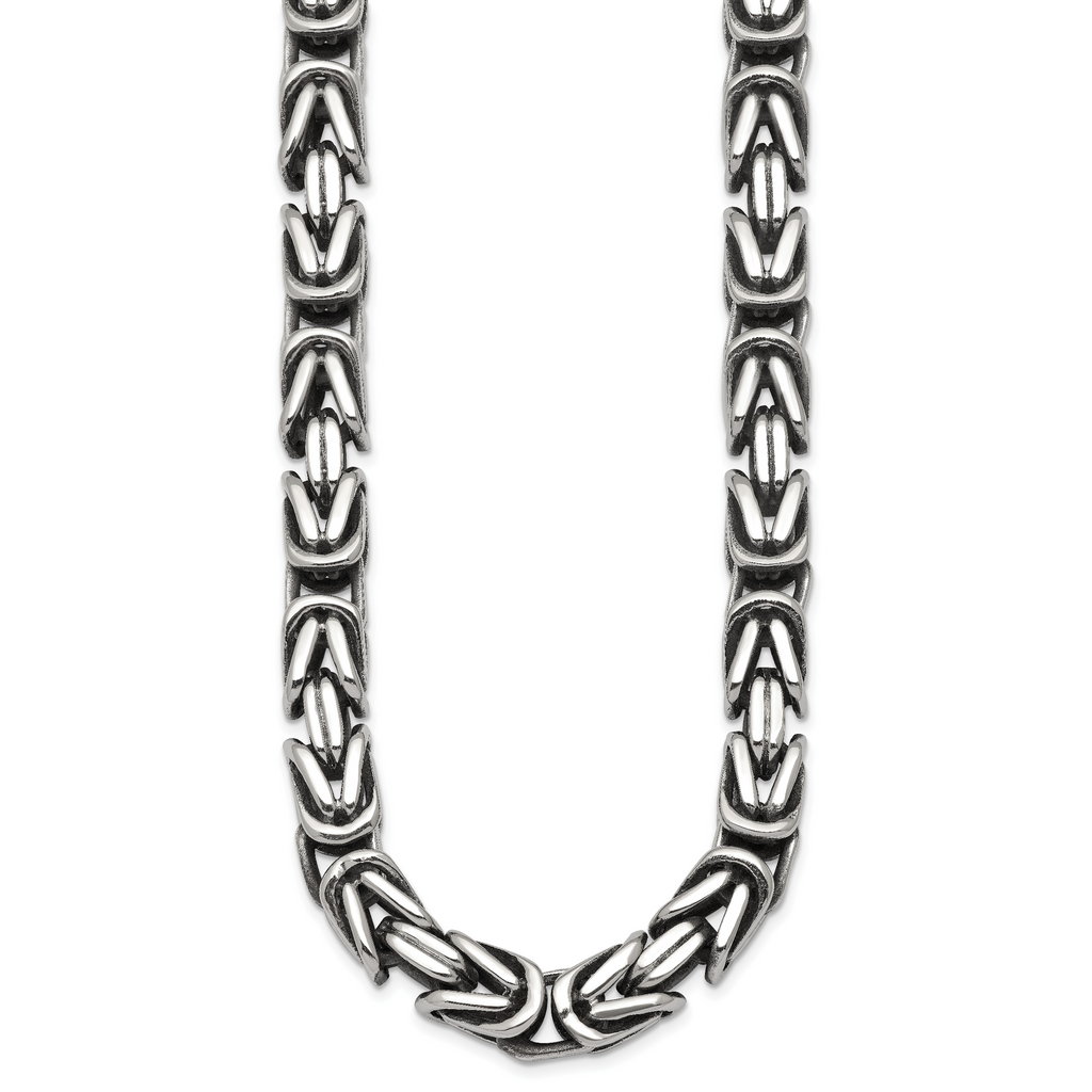 Antiqued Byzantine Stainless Steel Chain Necklace 9.5mm