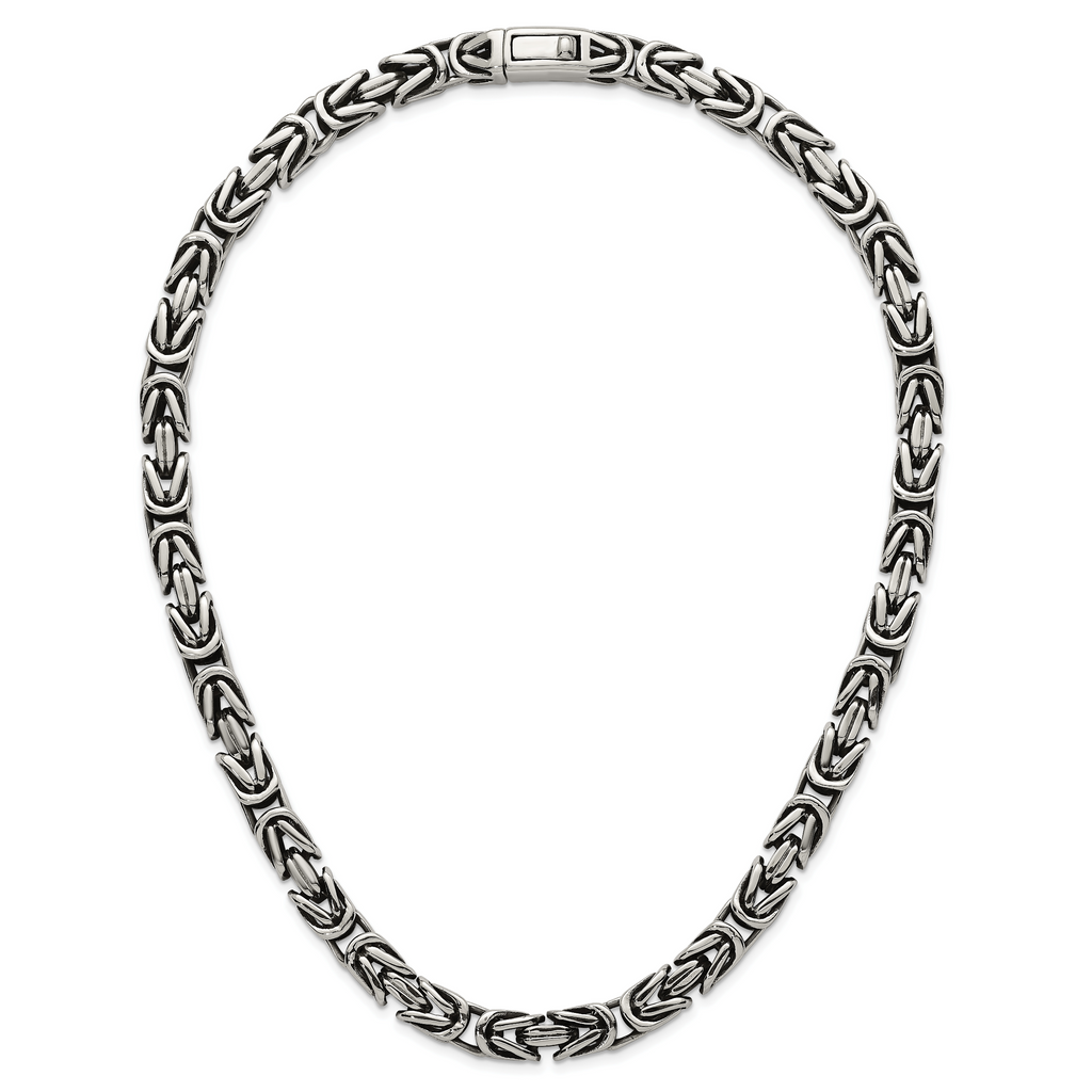 Antiqued Byzantine Stainless Steel Chain Necklace 9.5mm