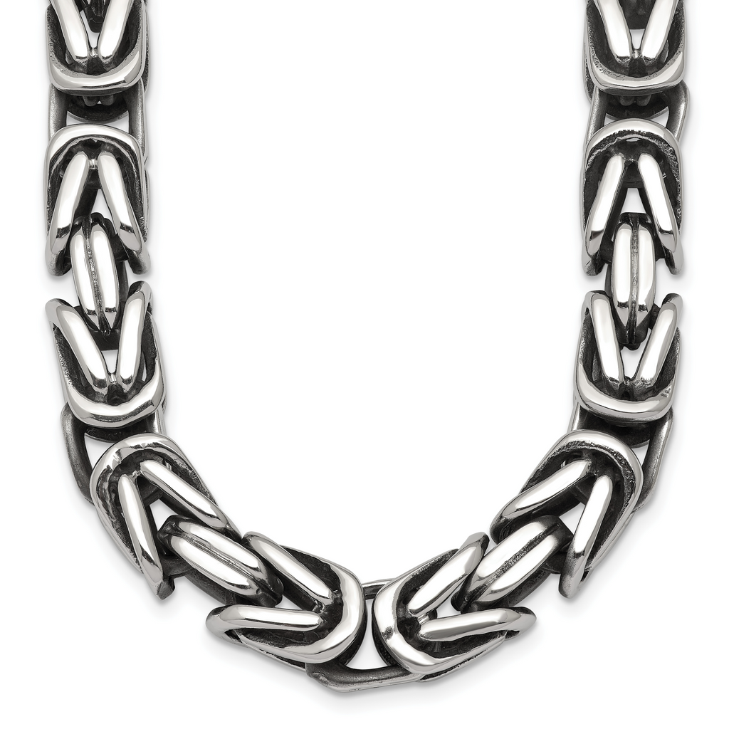 Antiqued Byzantine Stainless Steel Chain Necklace 9.5mm