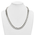 Polished Cubic Zirconia Stainless Steel Cable Chain Necklace 12mm