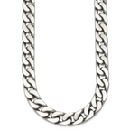 Polished Cubic Zirconia Stainless Steel Cable Chain Necklace 12mm