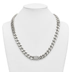 Polished Cubic Zirconia Stainless Steel Cable Chain Necklace 12mm