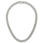 Polished Cubic Zirconia Stainless Steel Cable Chain Necklace 12mm