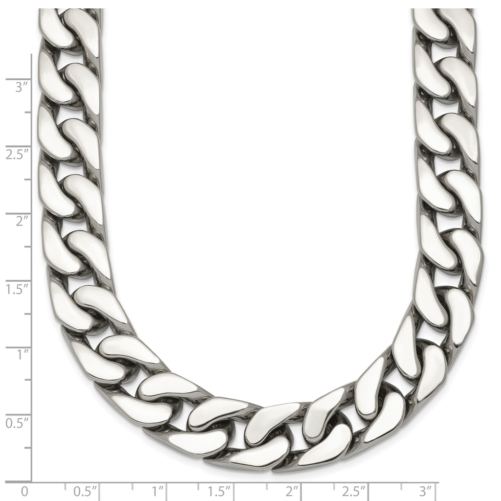 Polished Cubic Zirconia Stainless Steel Cable Chain Necklace 12mm