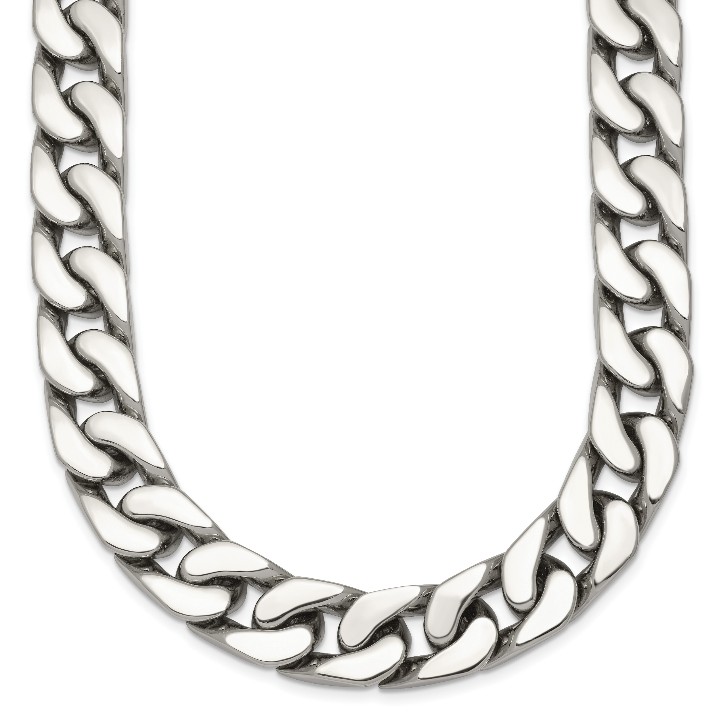 Polished Cubic Zirconia Stainless Steel Cable Chain Necklace 12mm