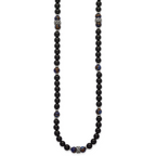 Antiqued Multi-color Onyx Stainless Steel Necklace