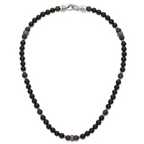 Antiqued Multi-color Onyx Stainless Steel Necklace