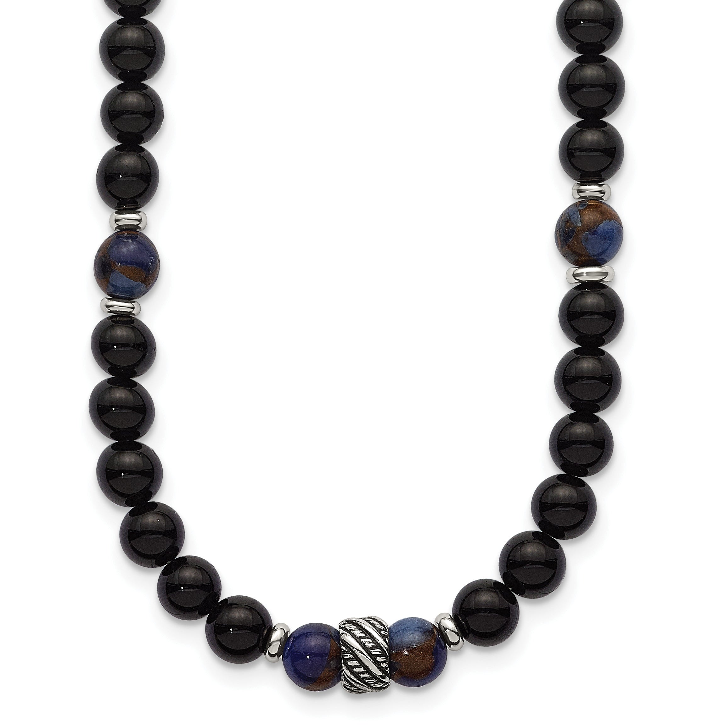 Antiqued Multi-color Onyx Stainless Steel Necklace Main image