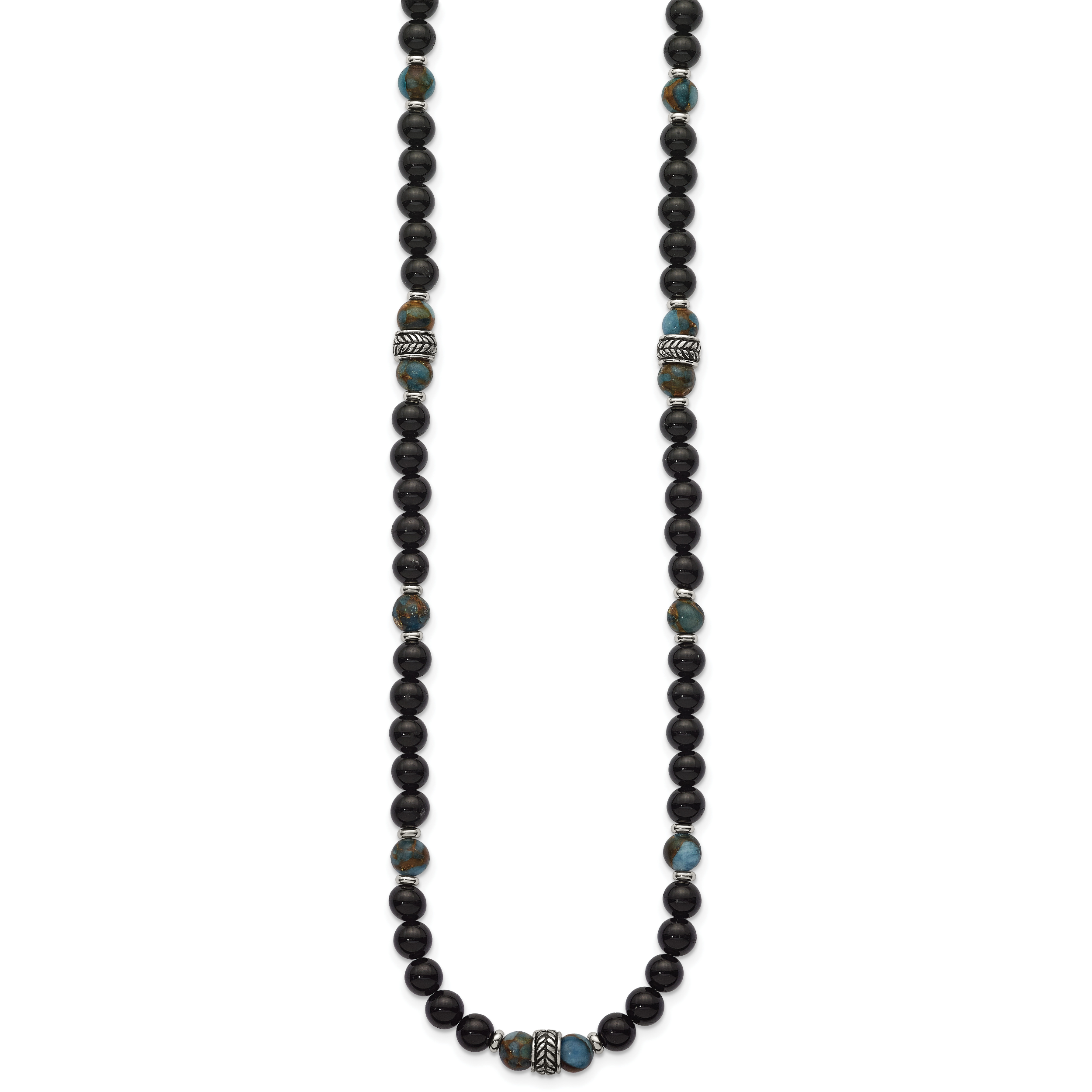 Antiqued Multi-color Onyx Stainless Steel Necklace 22in Secondary image
