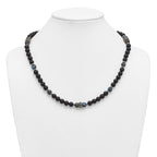 Antiqued Multi-color Onyx Stainless Steel Necklace 22in