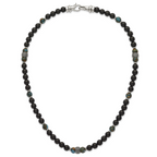 Antiqued Multi-color Onyx Stainless Steel Necklace 22in