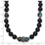 Antiqued Multi-color Onyx Stainless Steel Necklace 22in