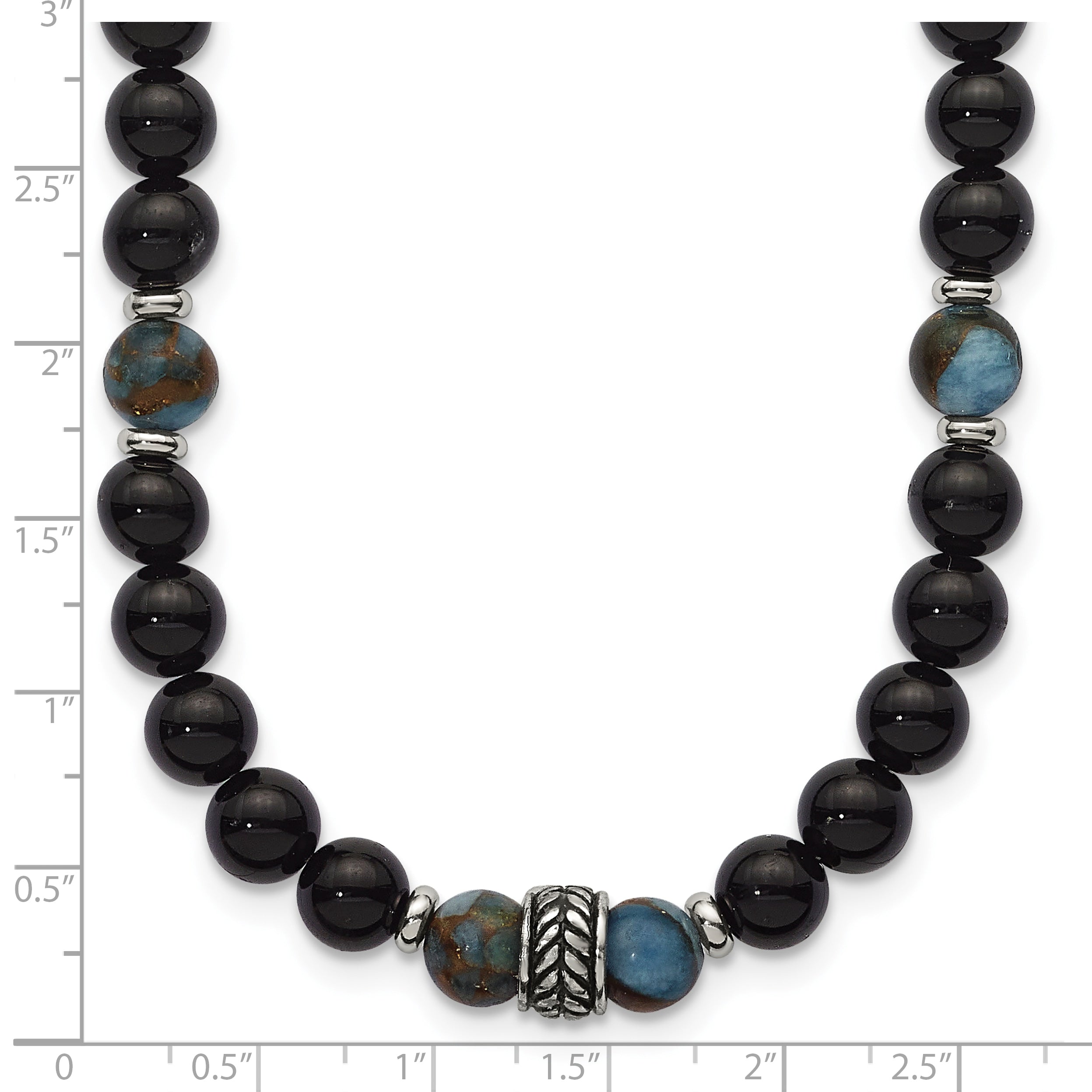 Antiqued Multi-color Onyx Stainless Steel Necklace 22in
