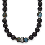 Antiqued Multi-color Onyx Stainless Steel Necklace 22in