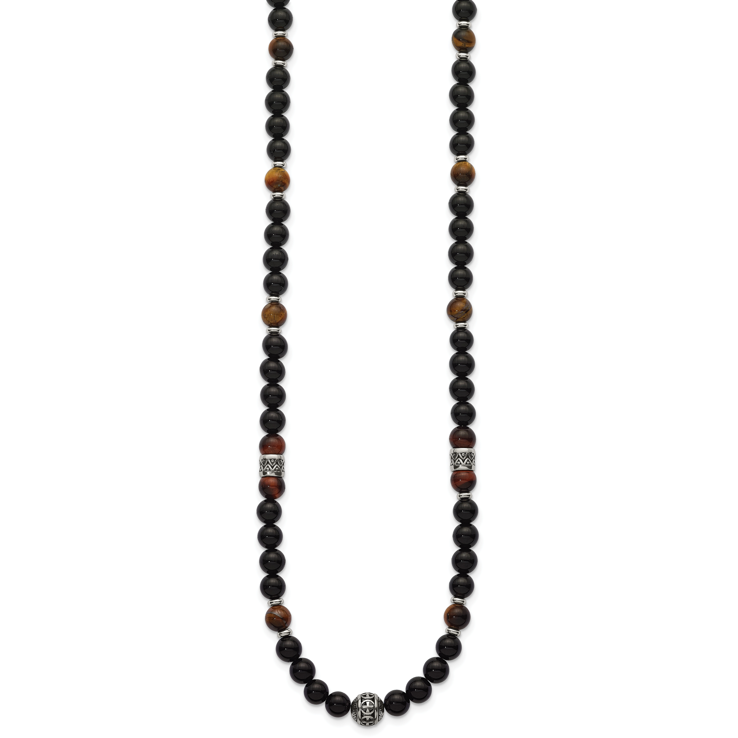 Polished Black Onyx Stainless Steel Necklace Secondary image