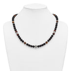 Polished Black Onyx Stainless Steel Necklace