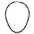 Polished Black Onyx Stainless Steel Necklace