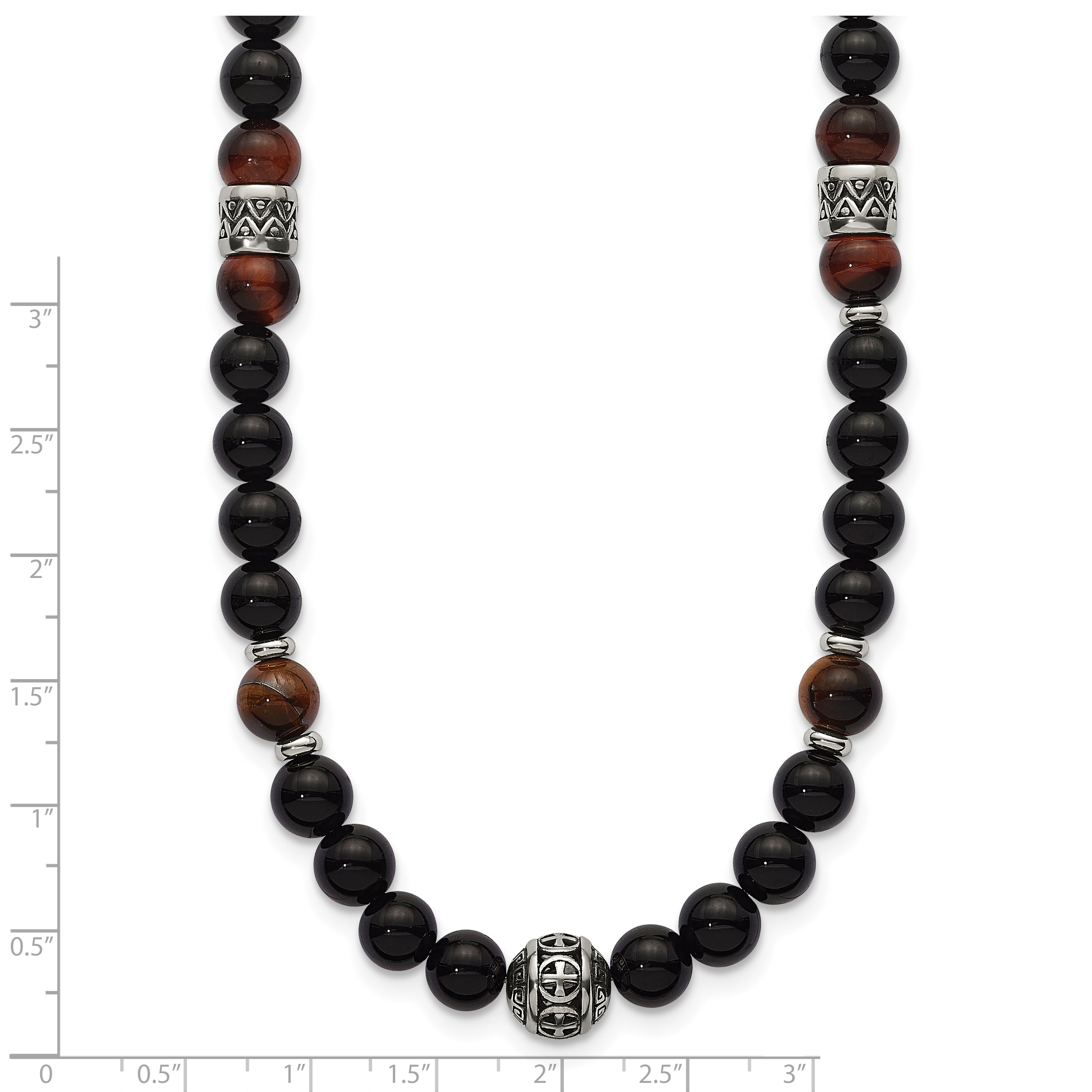 Polished Black Onyx Stainless Steel Necklace