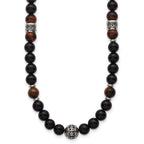 Polished Black Onyx Stainless Steel Necklace