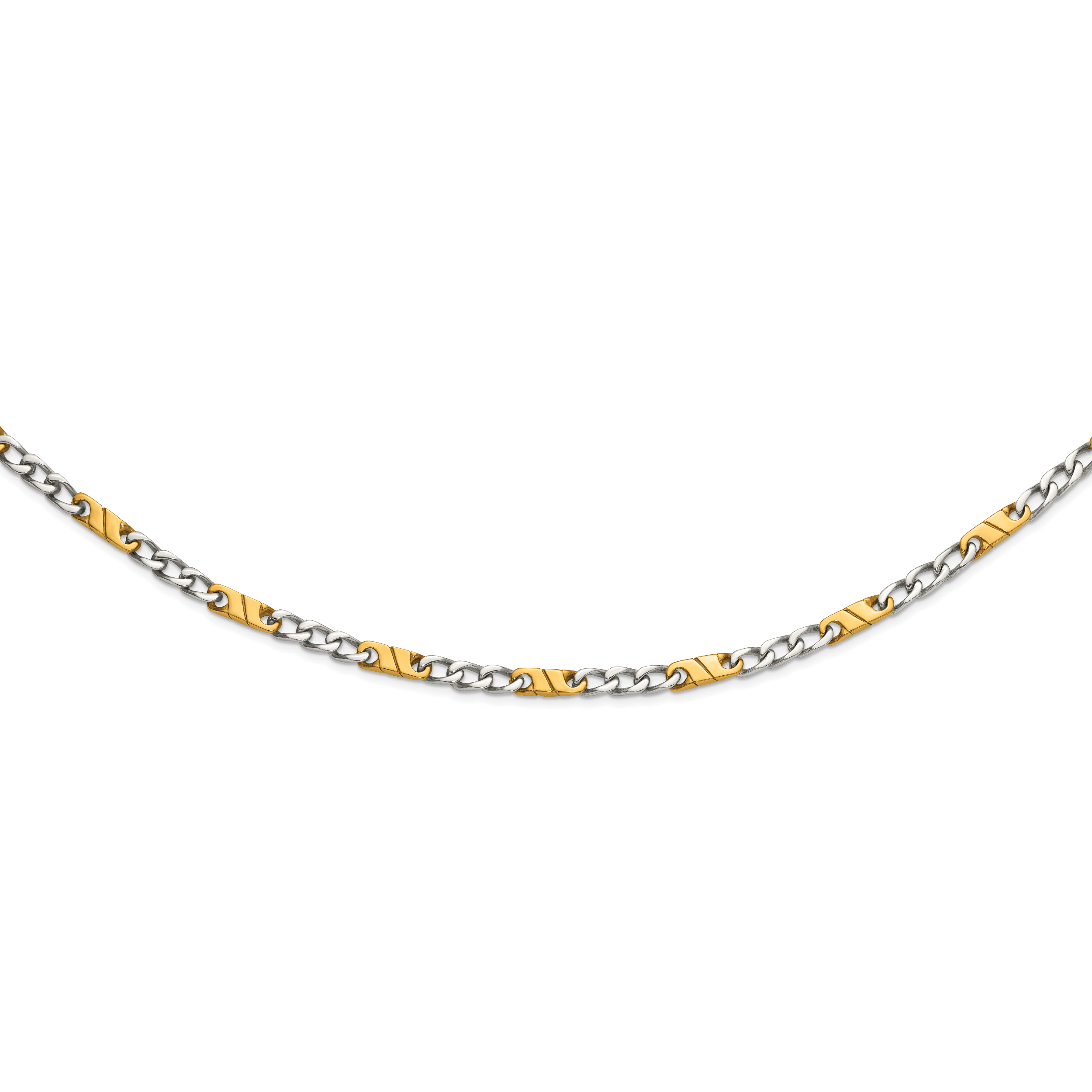 Polished Gold-Tone Stainless Steel Necklace 6mm 24in