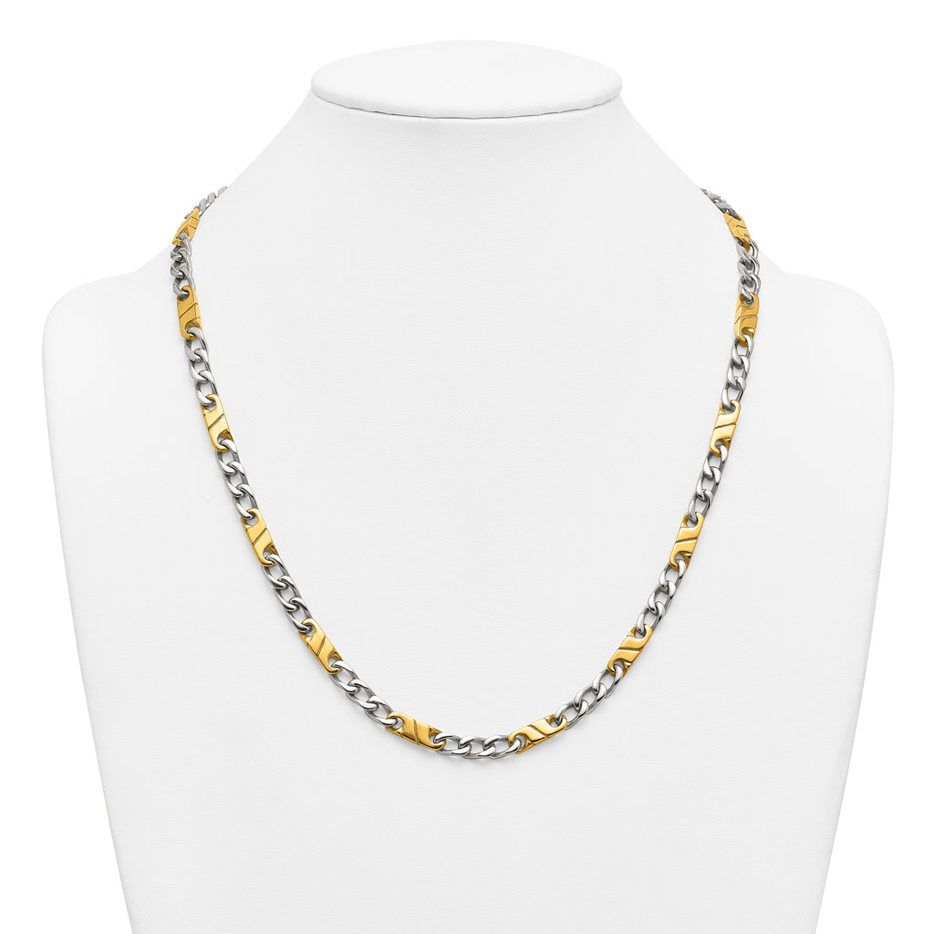 Polished Gold-Tone Stainless Steel Necklace 6mm 24in