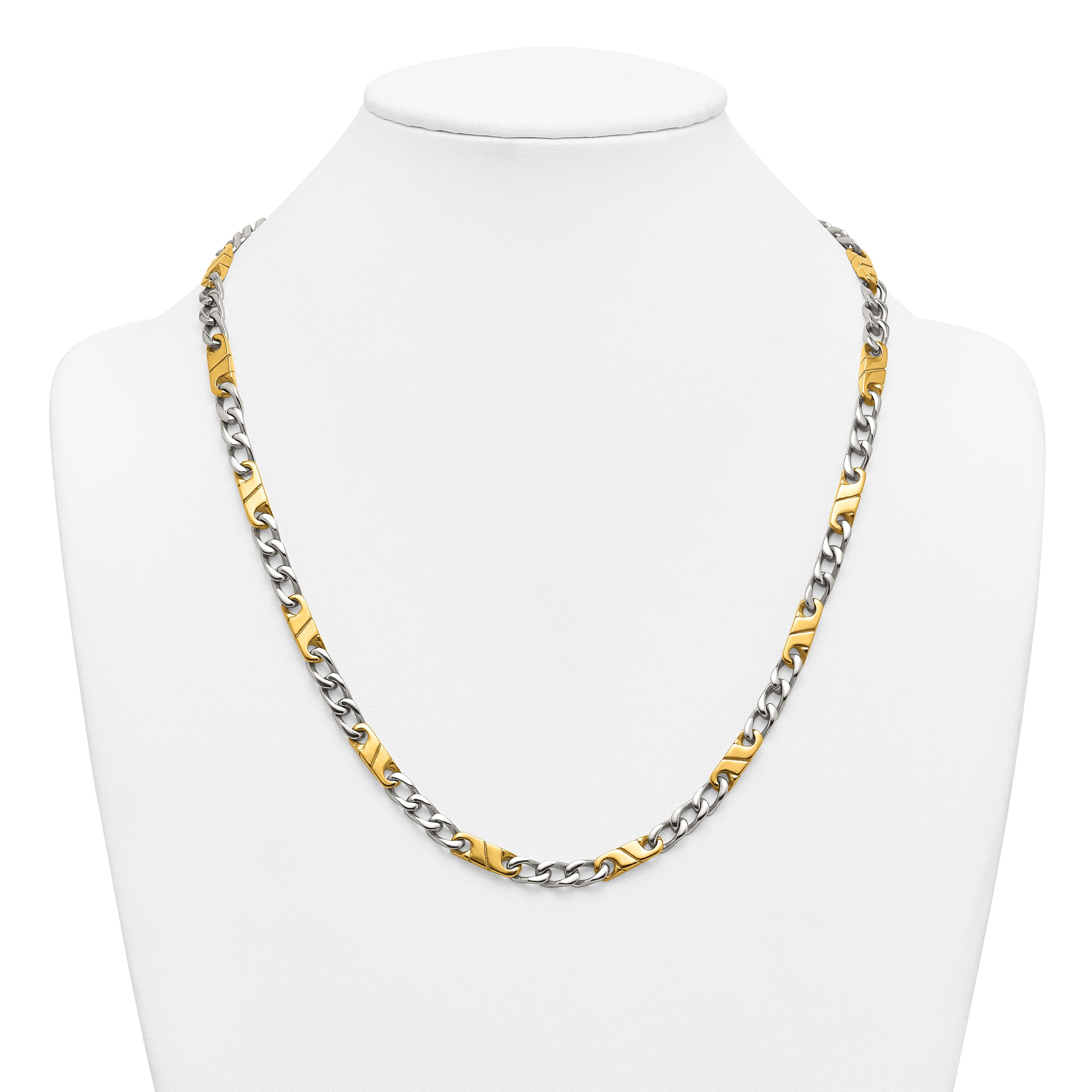Polished Gold-Tone Stainless Steel Necklace 6mm 24in