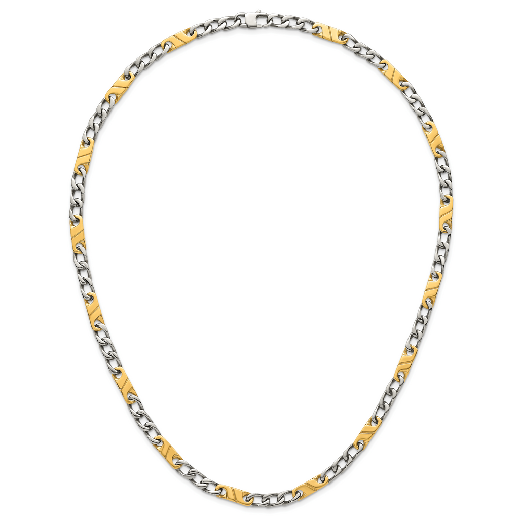 Polished Gold-Tone Stainless Steel Necklace 6mm 24in