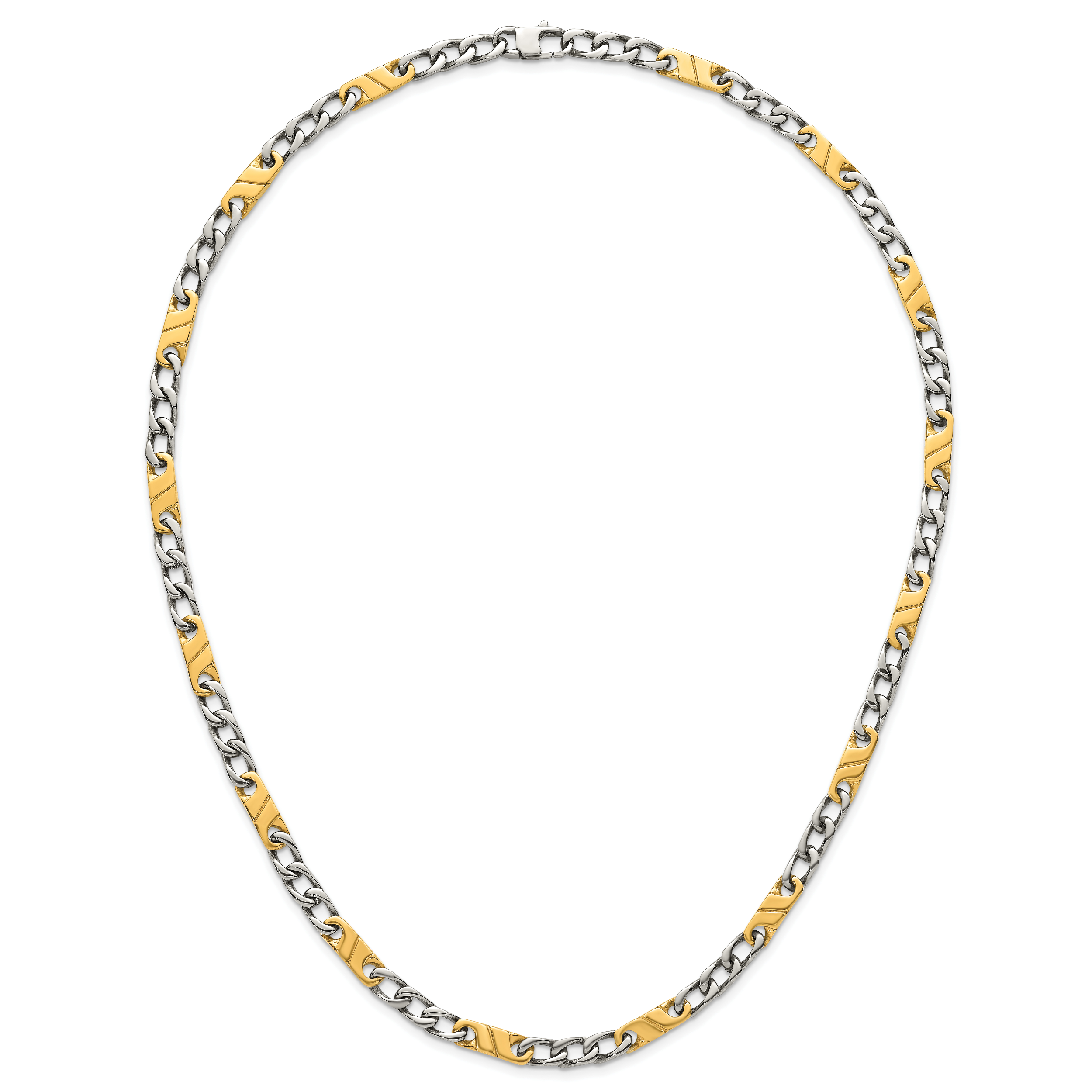 Polished Gold-Tone Stainless Steel Necklace 6mm 24in