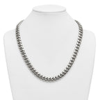 Polished Cubic Zirconia Stainless Steel Curb Chain Necklace 12mm