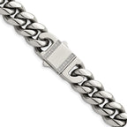 Polished Cubic Zirconia Stainless Steel Curb Chain Necklace 12mm