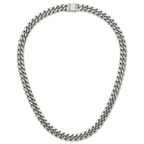 Polished Cubic Zirconia Stainless Steel Curb Chain Necklace 12mm
