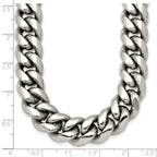 Polished Cubic Zirconia Stainless Steel Curb Chain Necklace 12mm