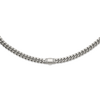Polished Cubic Zirconia Stainless Steel Curb Chain Necklace 12mm 24in