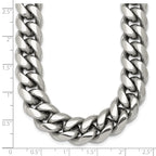 Polished Cubic Zirconia Stainless Steel Curb Chain Necklace 12mm 24in