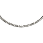 Polished Cubic Zirconia Cross Stainless Steel Curb Chain Necklace 12mm