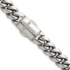 Polished Cubic Zirconia Cross Stainless Steel Curb Chain Necklace 12mm