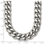 Polished Cubic Zirconia Cross Stainless Steel Curb Chain Necklace 12mm